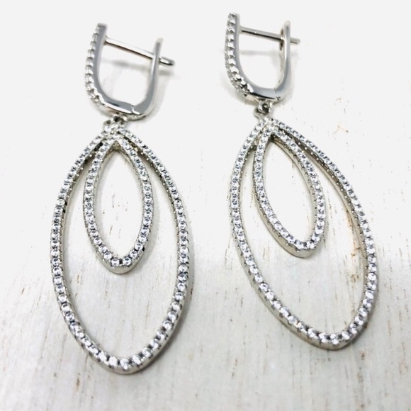 sterling silver / CZ dangle earrings NWOT